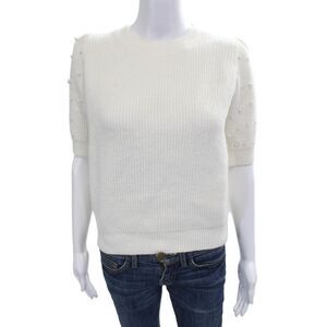 Gab kate Unisex Pullover Sweater White Crew Neck Short Sleeve Size S